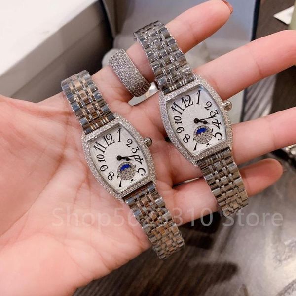 wristwatches luxurious stainless steel quartz wristwatch female geometric dial wine barrel watches diamonds moon watch sky star clock, Slivery;brown
wristwatches luxurious stainless steel quartz wristwatch female geometric dial wine barrel watches diamonds moon watch sky star clock, Slivery;brown