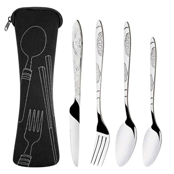 dinnerware sets 4 pcs/set portable printed stainless steel spoon fork steak knife set travel cutlery tableware with bag
dinnerware sets 4 pcs/set portable printed stainless steel spoon fork steak knife set travel cutlery tableware with bag