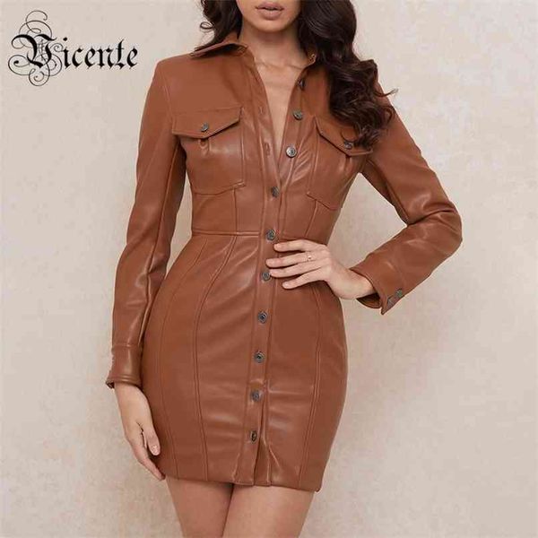 chic brown pu mini dress button design trun-down collar celebrity party club vestido 210520, Black;gray
chic brown pu mini dress button design trun-down collar celebrity party club vestido 210520, Black;gray
