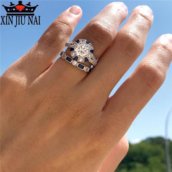 cluster rings handmade promise lovers ring set blue zircon cz 925 anillos silver anniversary wedding band for women men jewelry, Golden;silver
cluster rings handmade promise lovers ring set blue zircon cz 925 anillos silver anniversary wedding band for women men jewelry, Golden;silver