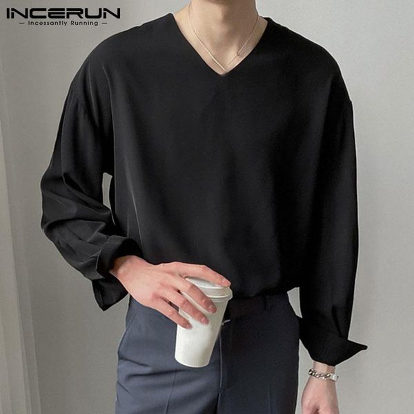 men's t-shirts men casual t shirt v neck solid color long sleeve loose streetwear camiseta masculina 2021 korean leisure tee incerun 3, White;black
men's t-shirts men casual t shirt v neck solid color long sleeve loose streetwear camiseta masculina 2021 korean leisure tee incerun 3, White;black