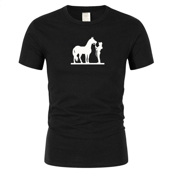men's t-shirts brand t-shirt humorous motorcycle jeans and horse short sleeve printing, White;black 
men's t-shirts brand t-shirt humorous motorcycle jeans and horse short sleeve printing, White;black