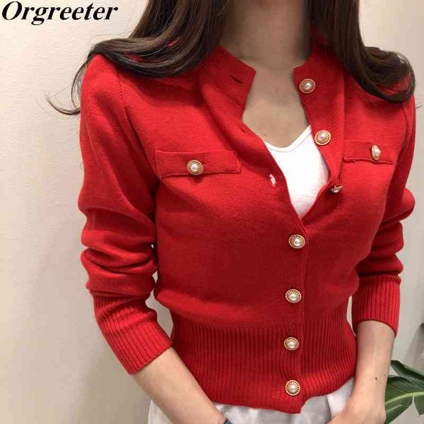 temperament fashion knit jacket autumn pearl button single-breasted sweater cardigan outwear chic solid color coat 210525, White
temperament fashion knit jacket autumn pearl button single-breasted sweater cardigan outwear chic solid color coat 210525, White