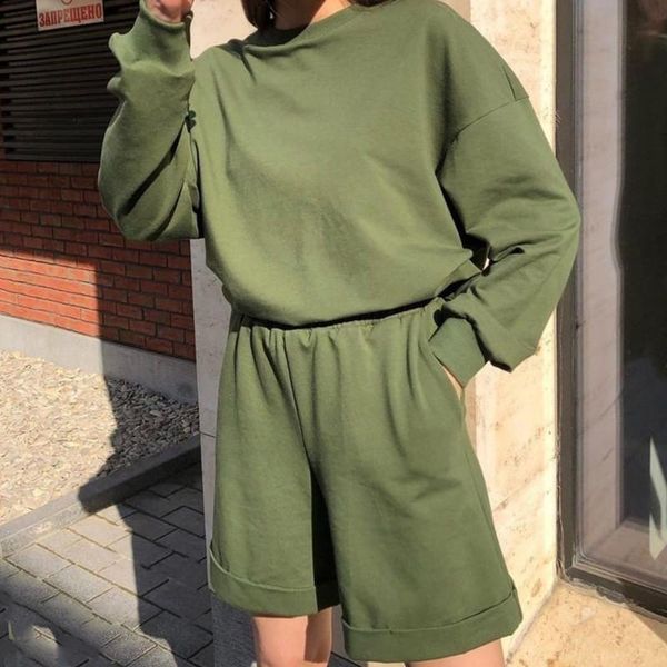 women's tracksuits two pieces sets shorts autumn sweatshirt drawstring loose female casual sport suit fitness lady pullover, Gray
women's tracksuits two pieces sets shorts autumn sweatshirt drawstring loose female casual sport suit fitness lady pullover, Gray