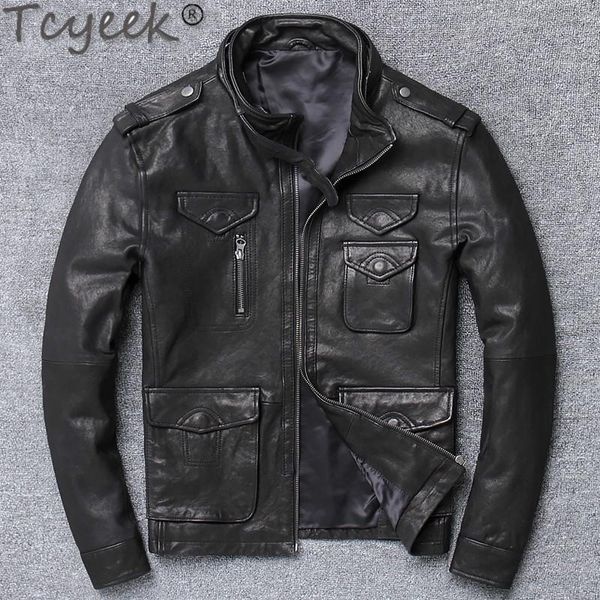 men's leather & faux tcyeek 2021 spring jacket real sheepskin mens shearling clothing casual oversize coat x-hl013, Black
men's leather & faux tcyeek 2021 spring jacket real sheepskin mens shearling clothing casual oversize coat x-hl013, Black