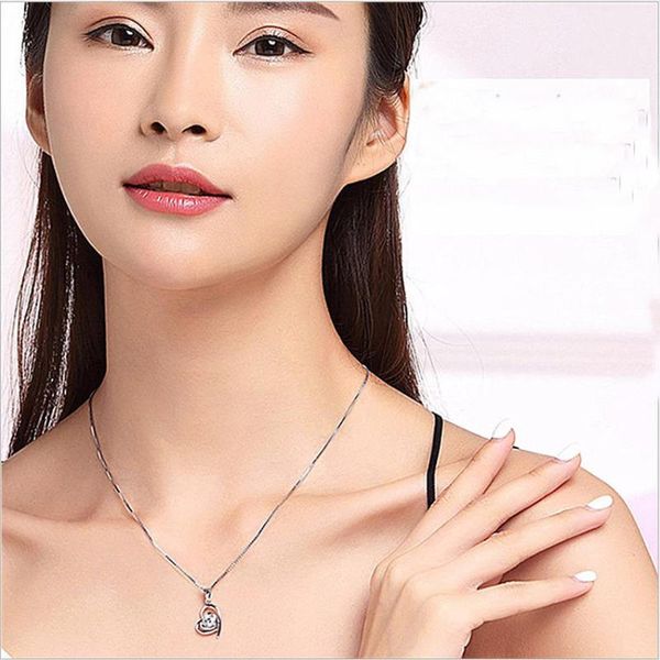 pendant necklaces color preserving necklace heart shape slide imitation rhodium plated white crystal setting box chain, Silver
pendant necklaces color preserving necklace heart shape slide imitation rhodium plated white crystal setting box chain, Silver