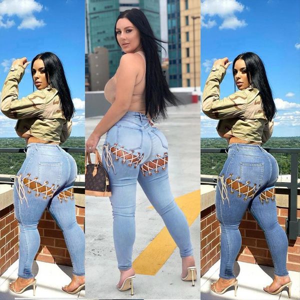 casual denim pants bandage womens jean hollow out high waist skinny fitness for, Blue
casual denim pants bandage womens jean hollow out high waist skinny fitness for, Blue