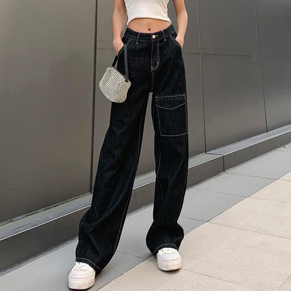 harajuku fashion women denim wide leg pants straight trouser high waist loose pockets street casual black cargo streetwear yoga outfits, White;red
harajuku fashion women denim wide leg pants straight trouser high waist loose pockets street casual black cargo streetwear yoga outfits, White;red