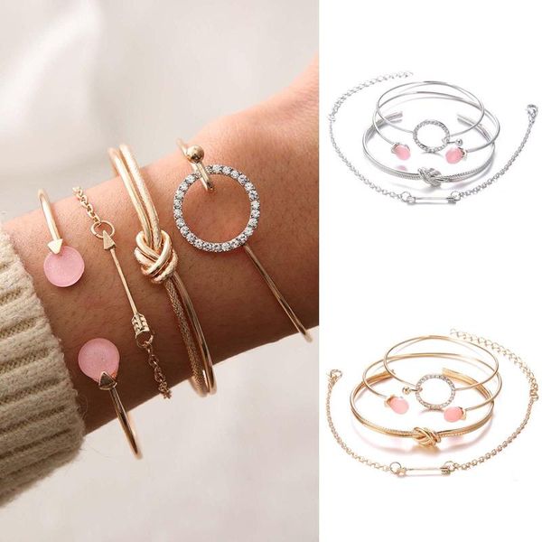link, chain bohemia style four piece suits women's fashion unique hollow ring circle bangles with pink crystal 21705, Black
link, chain bohemia style four piece suits women's fashion unique hollow ring circle bangles with pink crystal 21705, Black