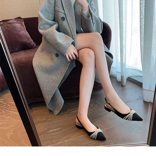low new pointed small fragrance heel back flat bottom 2021 pearl single shoe button sandal female yw yw, Black
low new pointed small fragrance heel back flat bottom 2021 pearl single shoe button sandal female yw yw, Black