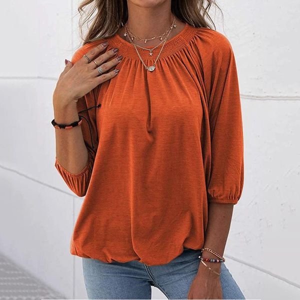 women's blouses & shirts casual women blouse summer autumn pleated o-neck three quarter pullover solid vintage loose female streetwear, White
women's blouses & shirts casual women blouse summer autumn pleated o-neck three quarter pullover solid vintage loose female streetwear, White