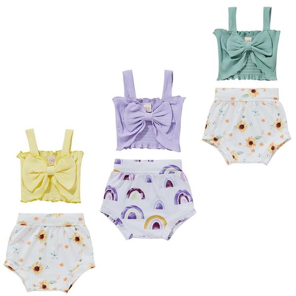 clothing sets 0-24m summer baby girls clothes 2pcs bowknot strap sleeveless vest rainbow printed shorts, White
clothing sets 0-24m summer baby girls clothes 2pcs bowknot strap sleeveless vest rainbow printed shorts, White