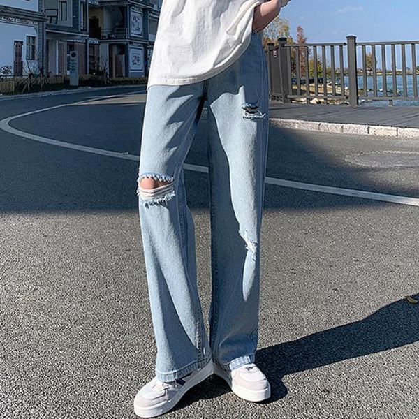 spring and summer korean style loose draped wide-leg pants fashion straight trousers high waist ripped jeans women women's, Blue
spring and summer korean style loose draped wide-leg pants fashion straight trousers high waist ripped jeans women women's, Blue