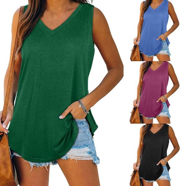 women's tanks & camis women plus large size sleeveless solid vest v neck loose tank t-shirt, White
women's tanks & camis women plus large size sleeveless solid vest v neck loose tank t-shirt, White