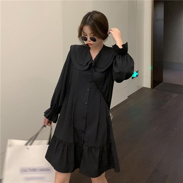 casual dresses loose mid-length double-layer doll collar lantern sleeves single-breasted ruffle dress little black personality fashion, Black;gray
casual dresses loose mid-length double-layer doll collar lantern sleeves single-breasted ruffle dress little black personality fashion, Black;gray