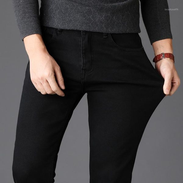 men's jeans 2021 spring autumn winter brand pure black fitted straight stretch classic style youth fashion slim denim, Blue
men's jeans 2021 spring autumn winter brand pure black fitted straight stretch classic style youth fashion slim denim, Blue