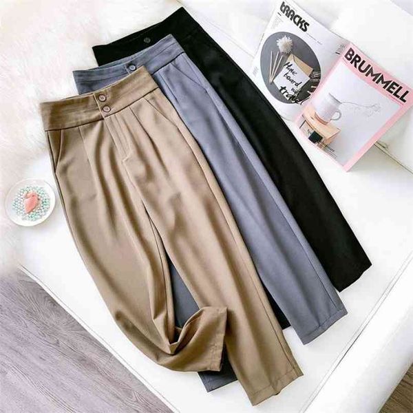 autumn temperament suit pants women simple black nine-point casual high waist thin harem 210527, Black;white
autumn temperament suit pants women simple black nine-point casual high waist thin harem 210527, Black;white