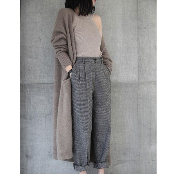 women's jackets korean fashion womens long cardigan sleeve 2021 autumn winter coat knitted oversized sweater female, Black;brown
women's jackets korean fashion womens long cardigan sleeve 2021 autumn winter coat knitted oversized sweater female, Black;brown