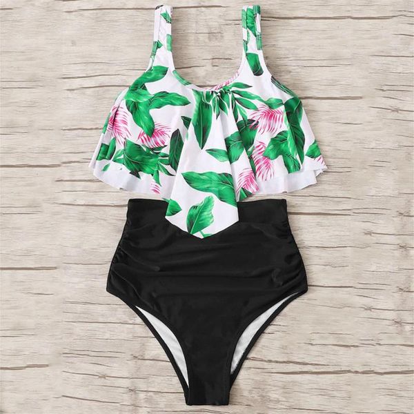 women's swimwear bikini flower print cross bandeau two piece swimsuit beach summer high waist split beachwear, White;black
women's swimwear bikini flower print cross bandeau two piece swimsuit beach summer high waist split beachwear, White;black