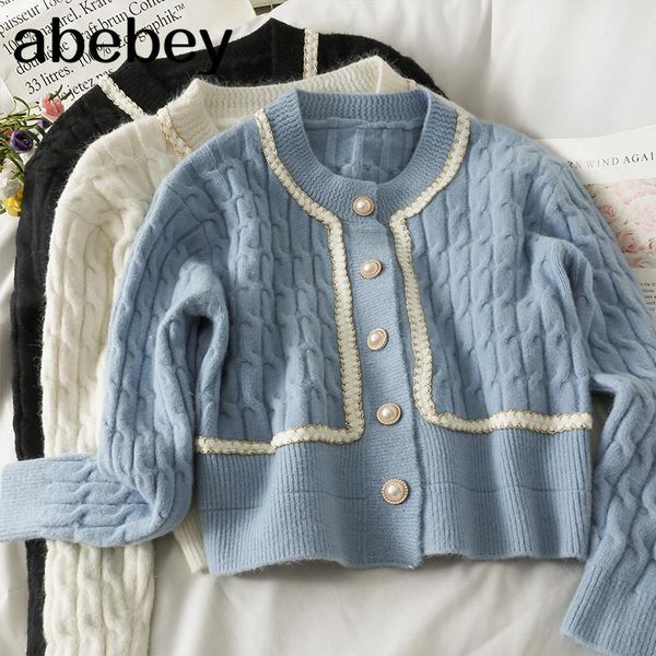 women's knits & tees korean o-neck long sleeve knitted cardigan twist stripe single breasted solid short sweater 2021 spring autumn, White
women's knits & tees korean o-neck long sleeve knitted cardigan twist stripe single breasted solid short sweater 2021 spring autumn, White