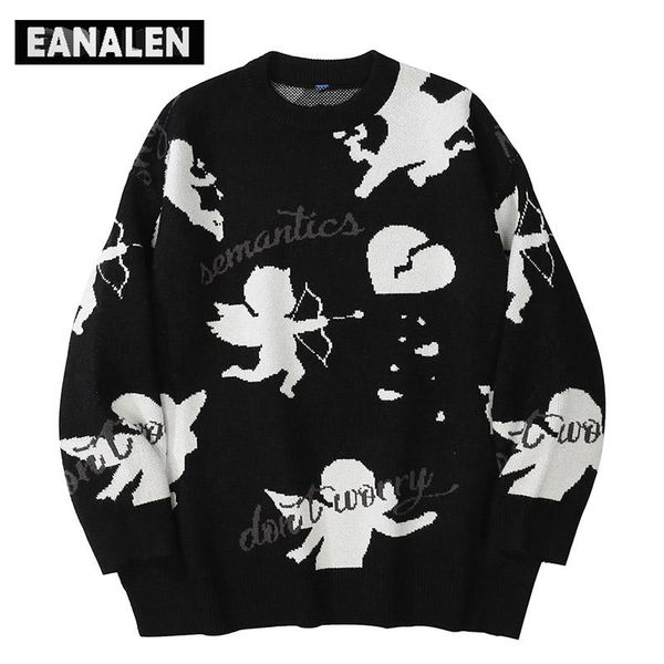 men's sweaters harajuku vintage angel heart knitted sweater men's hip hop punk rock ugly oversized jumper video pullover, White;black
men's sweaters harajuku vintage angel heart knitted sweater men's hip hop punk rock ugly oversized jumper video pullover, White;black