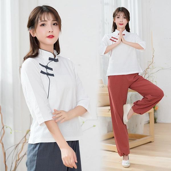 yoga outfits women set linen retro patchwork shirt loose wide leg pant meditation uniforms tai chi kungfu martial arts clothes, White;red
yoga outfits women set linen retro patchwork shirt loose wide leg pant meditation uniforms tai chi kungfu martial arts clothes, White;red
