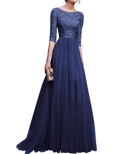 casual dresses evening party womens wedding lined long chiffon lace dress, Black;gray
casual dresses evening party womens wedding lined long chiffon lace dress, Black;gray