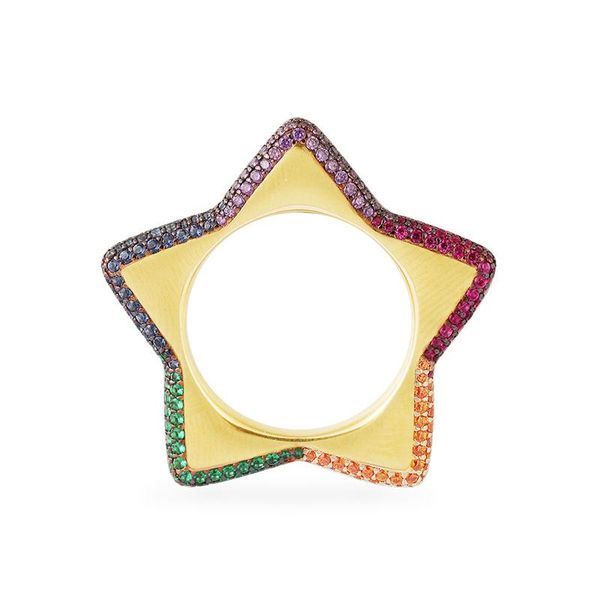 cluster rings sljely 925 sterling silver gold color rainbow star finger ring colorful zircon geometric women february fashion fun jewelry, Golden;silver
cluster rings sljely 925 sterling silver gold color rainbow star finger ring colorful zircon geometric women february fashion fun jewelry, Golden;silver