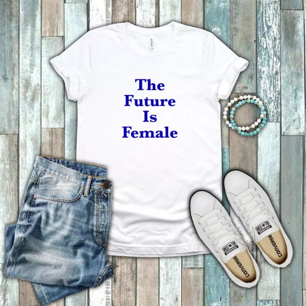 the future is female feminist womens march slogan blue white cotton t-shirt, White;black
the future is female feminist womens march slogan blue white cotton t-shirt, White;black