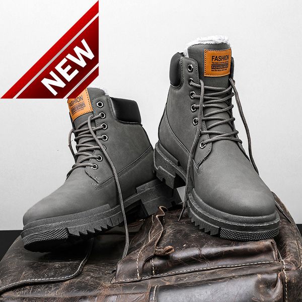 men's shoes martin british style winter plush high school leather warm cotton boots, Black
men's shoes martin british style winter plush high school leather warm cotton boots, Black