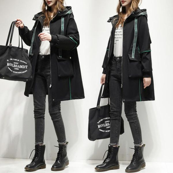 women's trench coats big size 3xl coat for women 2021 spring autumn loose style hooded windbreaker casual long casacos feminino, Tan;black
women's trench coats big size 3xl coat for women 2021 spring autumn loose style hooded windbreaker casual long casacos feminino, Tan;black