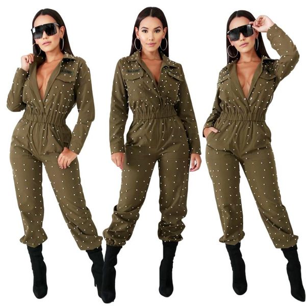 women's jumpsuits & rompers fashion women jumpsuit long sleeve romer elastic waist v neck playsuit trousers beads pants overalls casual, Black;white
women's jumpsuits & rompers fashion women jumpsuit long sleeve romer elastic waist v neck playsuit trousers beads pants overalls casual, Black;white