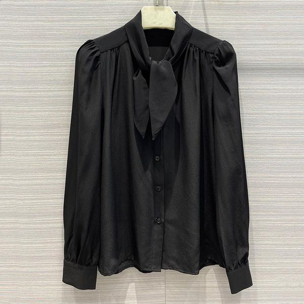women's blouses & shirts black fashion solid 100% silk blouse women tie collar long sleeve single breasted casual pleated shirt, White
women's blouses & shirts black fashion solid 100% silk blouse women tie collar long sleeve single breasted casual pleated shirt, White