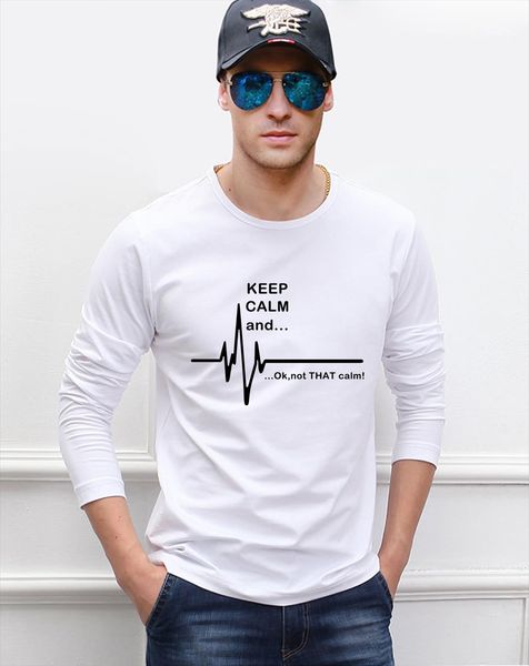 spring 100% cotton long sleeve mens t shirts funny keep calm and...not that ekg rate tees, White;black
spring 100% cotton long sleeve mens t shirts funny keep calm and...not that ekg rate tees, White;black