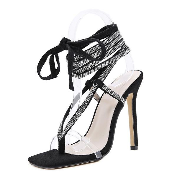 fashion rhinestone gladiator knee high sandals women heels shoes blue lace up cross strappy thong dress, Black
fashion rhinestone gladiator knee high sandals women heels shoes blue lace up cross strappy thong dress, Black