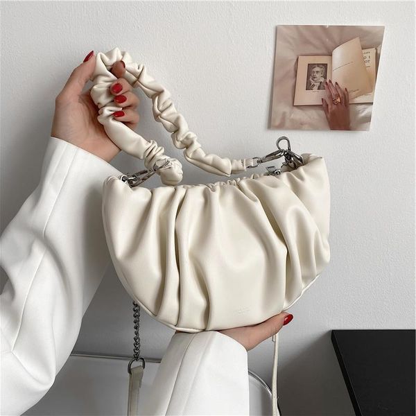 evening bags fashion ruched soft pu leather shoulder for women unique design half moon saddle chain crossbody bag 2021
evening bags fashion ruched soft pu leather shoulder for women unique design half moon saddle chain crossbody bag 2021
