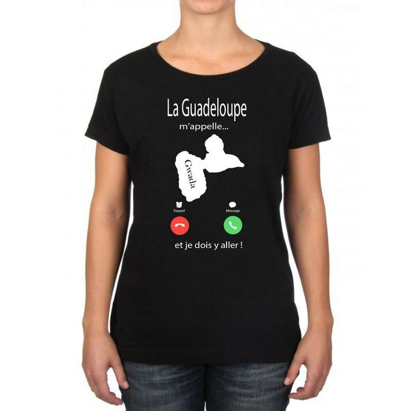 womens t-shirt guadeloupe calls me, ecstatlc dom tom, White;black