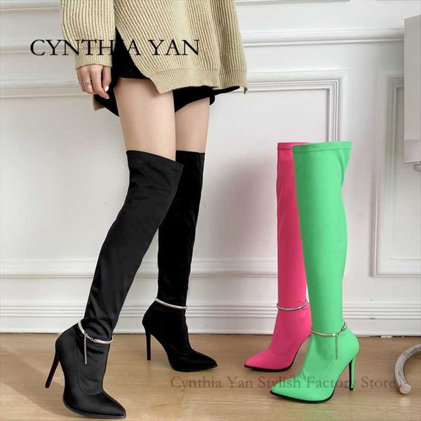 boots fashion women high 2021 pointed toe thin heel thigh long female elastic fabric over the knee, Black
boots fashion women high 2021 pointed toe thin heel thigh long female elastic fabric over the knee, Black