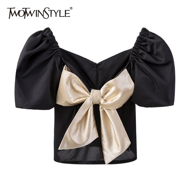 casual black patchwork bowknot shirts for women square collar puff short sleeve hit color blouses female style 210524, White
casual black patchwork bowknot shirts for women square collar puff short sleeve hit color blouses female style 210524, White