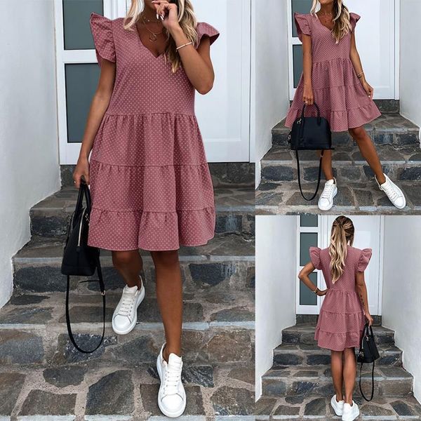 summer casual polka dot women dress v neck ruffled short sleeve letter sexy, Black;gray
summer casual polka dot women dress v neck ruffled short sleeve letter sexy, Black;gray