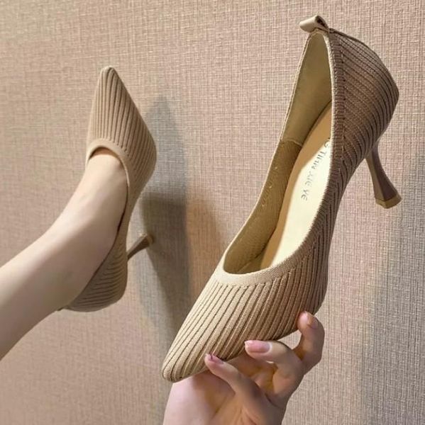dress shoes high heels ladies wild shallow mouth single fashion party women's career work pointed thin knitted pumps, Black
dress shoes high heels ladies wild shallow mouth single fashion party women's career work pointed thin knitted pumps, Black