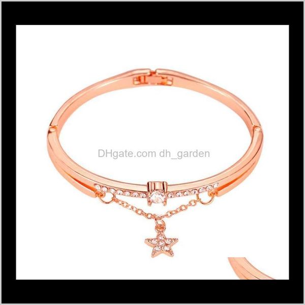 drop delivery 2021 fashion rose golden bangle stainless steel charm bracelet crystal star pendant bracelets luxury women jewelry gift obsyn, Black
drop delivery 2021 fashion rose golden bangle stainless steel charm bracelet crystal star pendant bracelets luxury women jewelry gift obsyn, Black