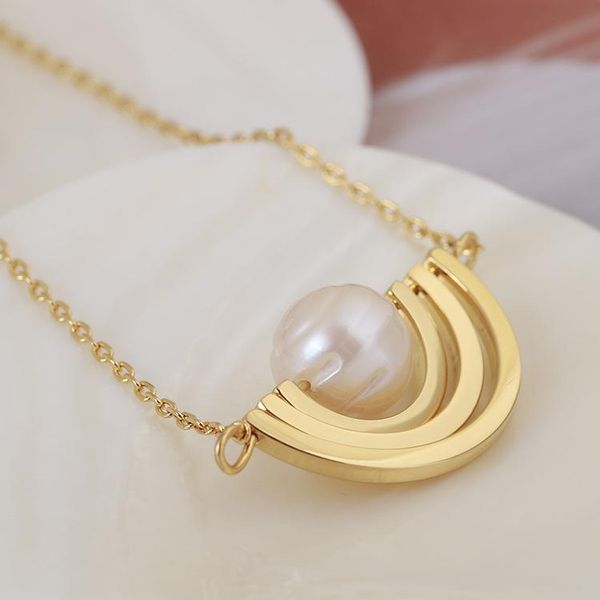 pendant necklaces fashion creative semicircle rotatable inlaid natural pearl necklace, Silver
pendant necklaces fashion creative semicircle rotatable inlaid natural pearl necklace, Silver