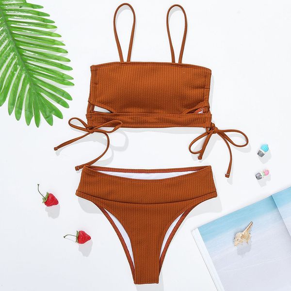 lace up ribbed women swimwear female swimsuit two-pieces bikini set mid waist bather vintage bathing suit swim ladying
lace up ribbed women swimwear female swimsuit two-pieces bikini set mid waist bather vintage bathing suit swim ladying