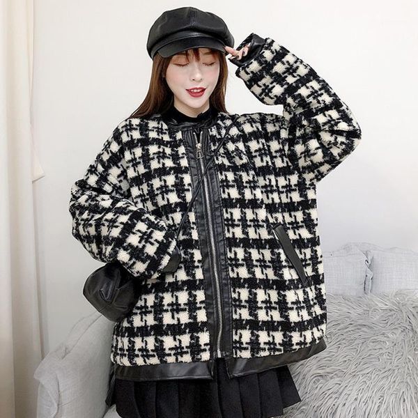 women's down & parkas fashion tide round neck long sleeve loose lamb hair plaid jacket female autumn and winter warm cotton clothing 19, Black
women's down & parkas fashion tide round neck long sleeve loose lamb hair plaid jacket female autumn and winter warm cotton clothing 19, Black