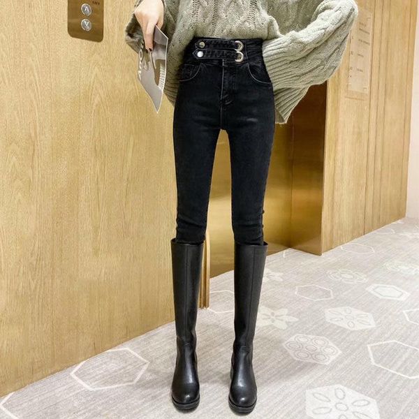 women's jeans woman autumn winter high waist female thick warm plus velvet denim pencil pants women stretch slim trousers g171, Blue
women's jeans woman autumn winter high waist female thick warm plus velvet denim pencil pants women stretch slim trousers g171, Blue