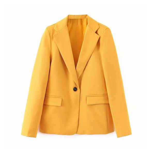 women's suits & blazers stylish chic women yellow basic single button pockets notched collar female office wear coat, White;black
women's suits & blazers stylish chic women yellow basic single button pockets notched collar female office wear coat, White;black