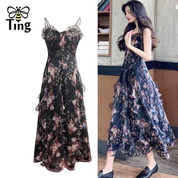 vintage ruched floral print a line boho midi long dress summer strap sleeveless ruffles chiffon vestidos 210513, Black;gray
vintage ruched floral print a line boho midi long dress summer strap sleeveless ruffles chiffon vestidos 210513, Black;gray