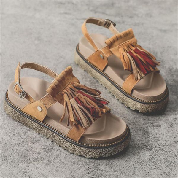 sandals summer fashion casual women's handmade platform tassel female chunky shoes belt buckle flat roman style ladies, Black
sandals summer fashion casual women's handmade platform tassel female chunky shoes belt buckle flat roman style ladies, Black