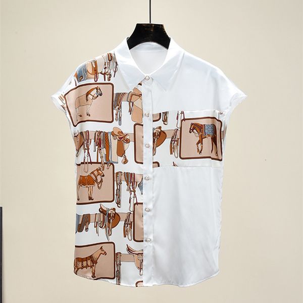 women's blouses & shirts summer chic female retro printing short sleeves chiffon c780, White
women's blouses & shirts summer chic female retro printing short sleeves chiffon c780, White